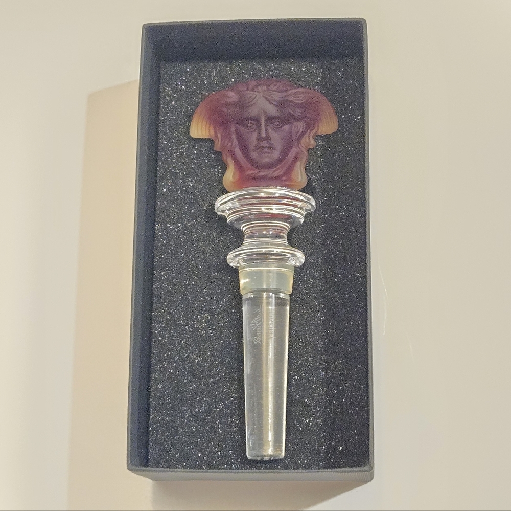Rosenthal Versace Medusa Head Frosted Dark Red Wine Bottle Topper In Box Stopper